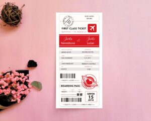 vtipné svatební oznámení letenka