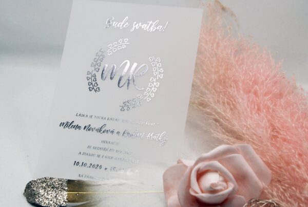 transparentní svatební oznámení cute floral