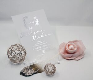 transparentní svatební oznámení cute floral