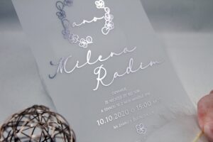 transparentní svatební oznámení cute floral