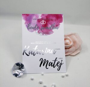 transparentní svatební oznámení pink love