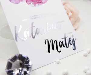 transparentní svatební oznámení pink love