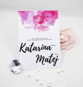 transparentní svatební oznámení pink love