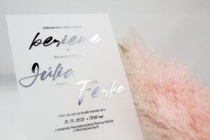 transparentní svatební oznámení simple silver