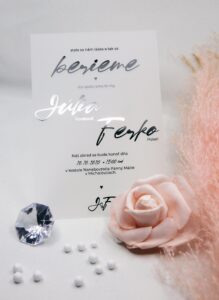 transparentní svatební oznámení simple silver