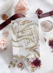 Luxusní dvouvrstvé svatební oznámení s kalendářem