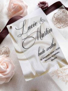 luxusní dvouvrstvé svatební oznámení satén