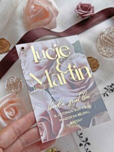 Luxusní dvouvrstvé svatební oznámení Roses