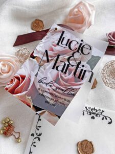 Luxusní dvouvrstvé svatební oznámení Roses