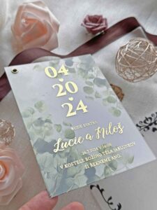 Luxusní dvouvrstvé svatební oznámení Greenery