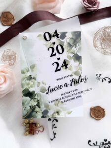 Luxusní dvouvrstvé svatební oznámení Greenery