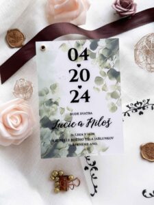 Luxusní dvouvrstvé svatební oznámení Greenery