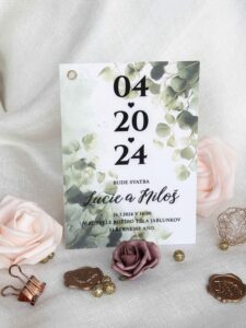 Luxusní dvouvrstvé svatební oznámení Greenery