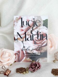 Luxusní dvouvrstvé svatební oznámení Roses