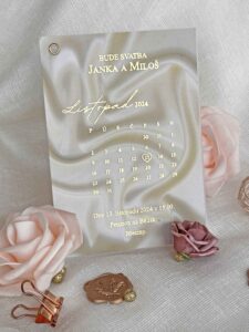 Luxusní dvouvrstvé svatební oznámení s kalendářem