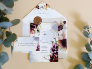 Svatební oznámení set Burgundy