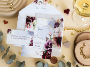 Svatební oznámení set Burgundy