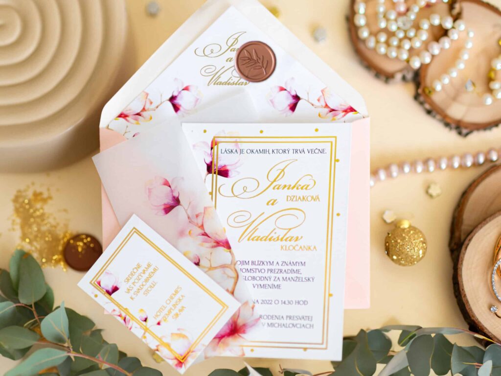 Svatební oznámení set Pivoňky