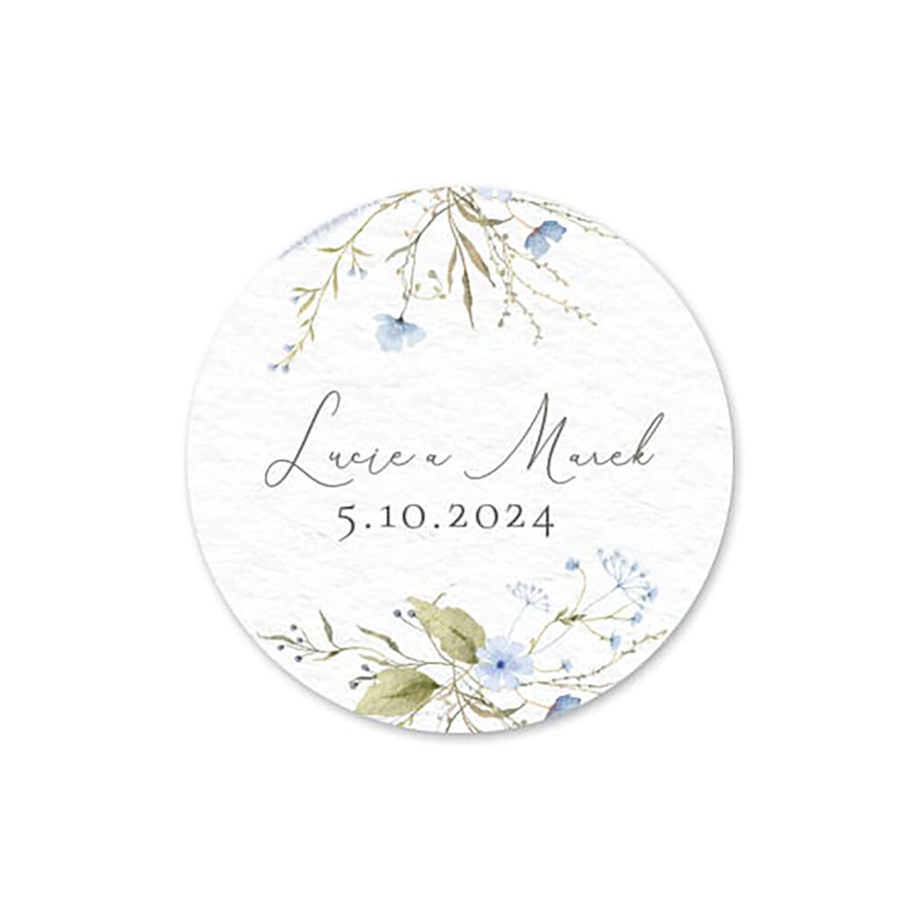 Kulatá svatební samolepka Kvítí