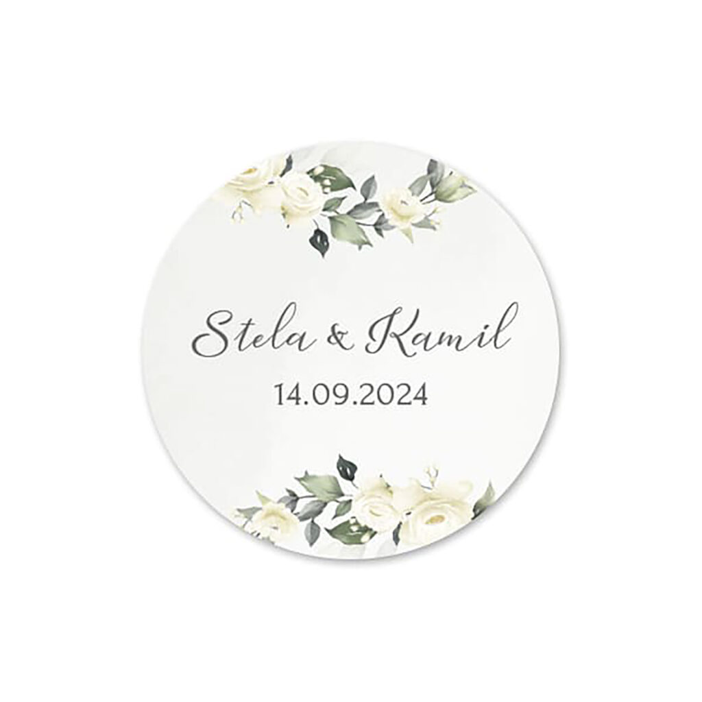 Kulatá svatební samolepka Vintage