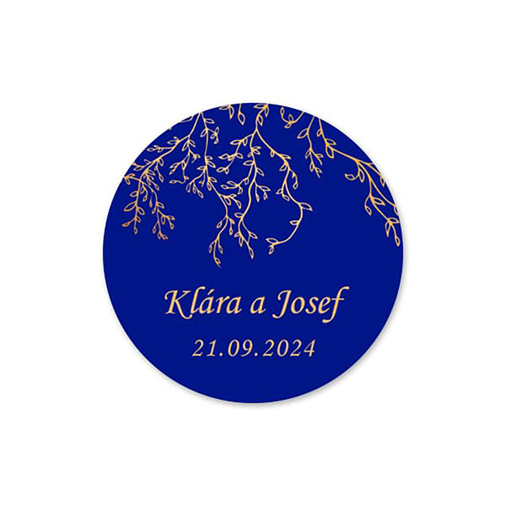 Kulatá svatební samolepka Modrá