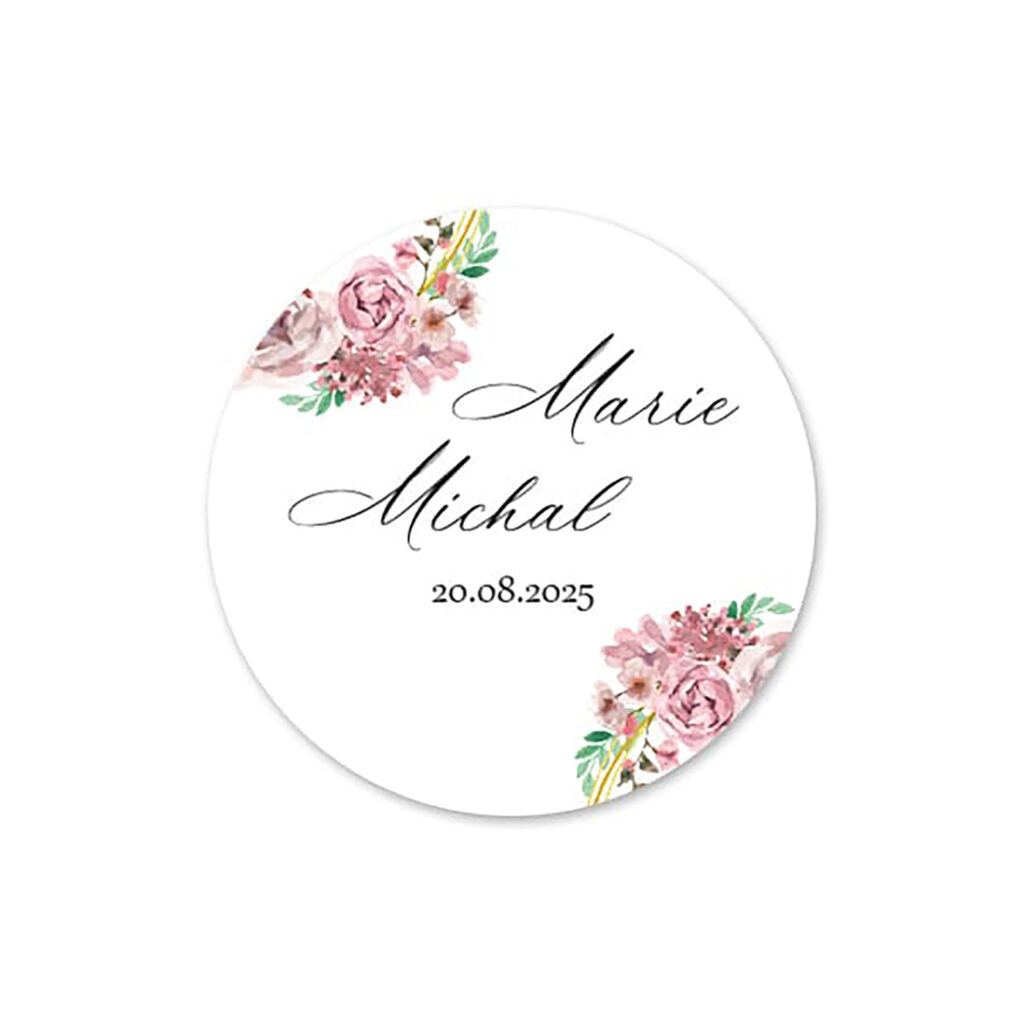 Kulatá svatební samolepka Floral