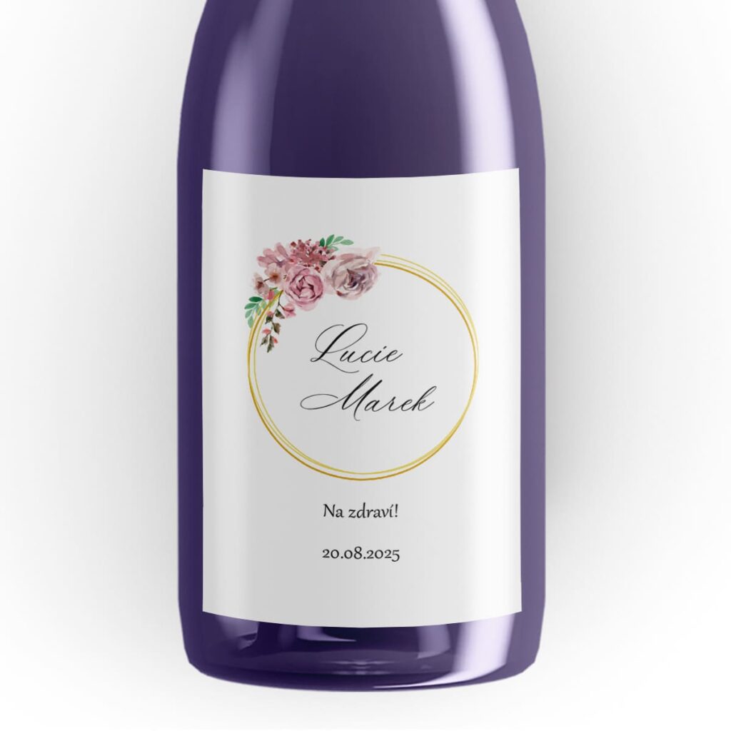 Svatební etiketa na víno Floral Wreath