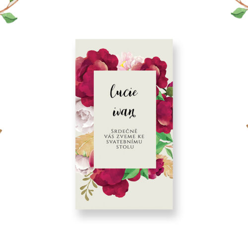 květinová pozvánka ke svatebnímu stolu