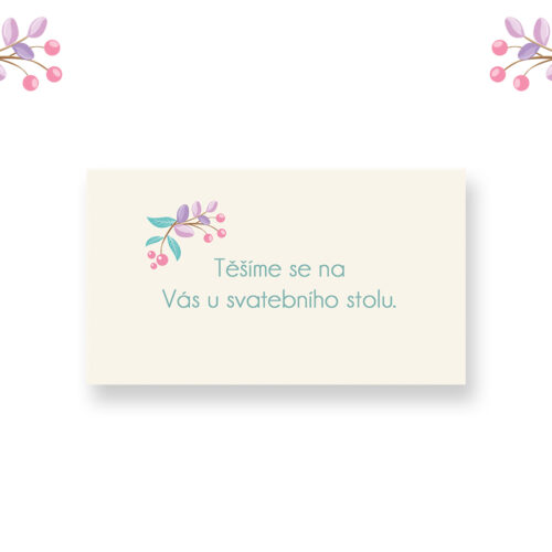 béžová pozvánka ke svatebnímu stolu s jemným kvítkem