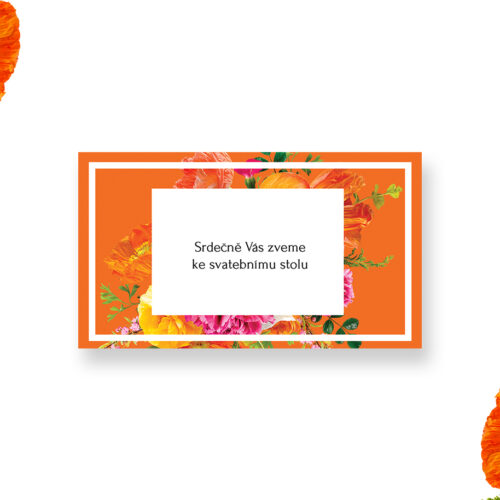 Pozvánka ke svatebnímu stolu orangepoppy