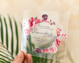 svatební oznámení na akrylu square