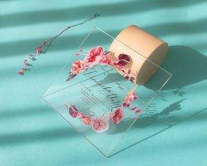 svatební oznámení na akrylu square