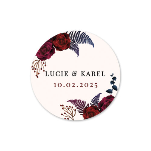 kulatá nálepka na svatbu NO48