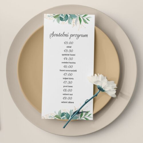 svatební program greenery