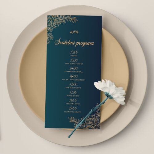 svatební program tmavězelený