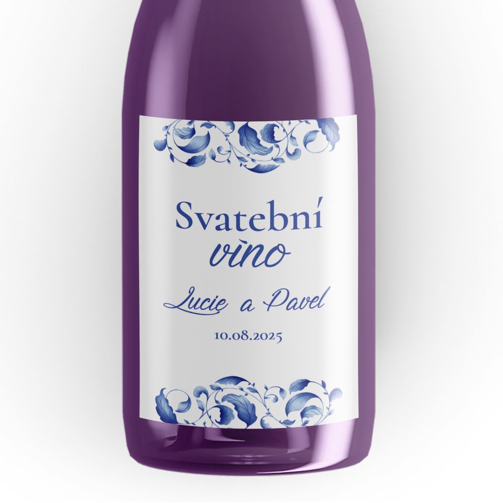 Etiketa na svatební víno s modrými listy 2023_31