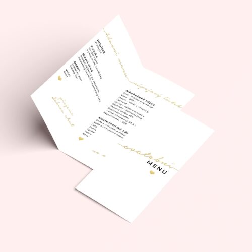 svatebni menu se zlatym pismem DL OTV_JSO47