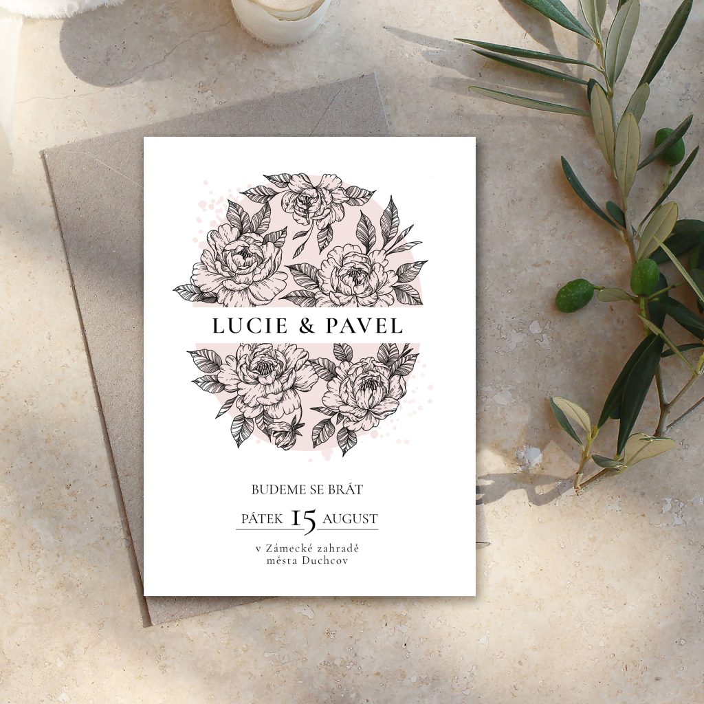 Vintage svatební oznámení s růžemi