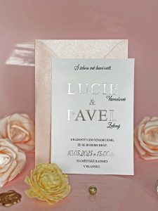 svatební oznámení s metalickým potiskem