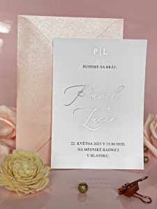 svatební oznámení s metalickým potiskem