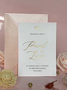 svatební oznámení s metalickým potiskem