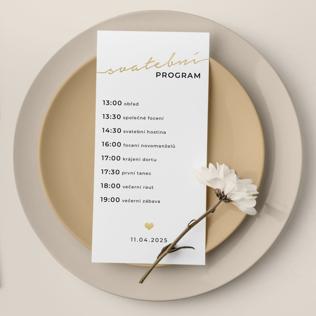 Svatební program se zlatým písmem DL JSO47