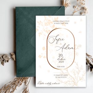 luxusní svatební oznámení bílé s květinami