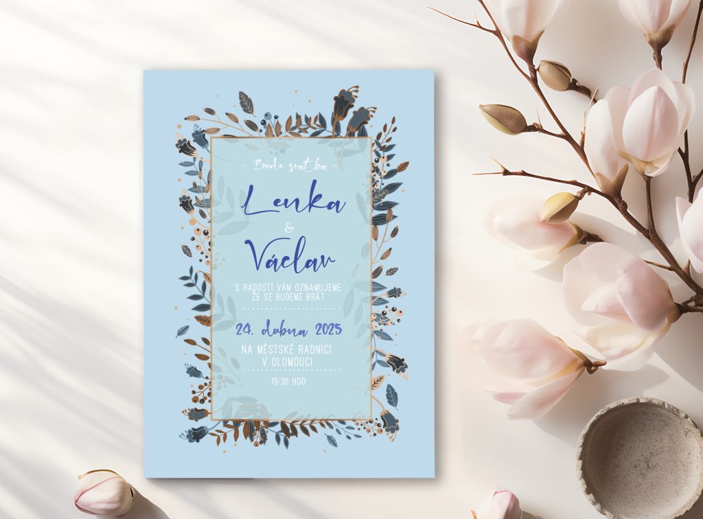 luxusní svatební oznámení modré