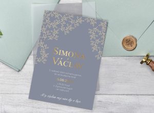 luxusní svatební oznámení sivo zlaté