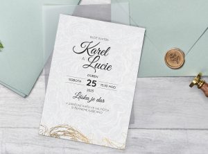 luxusní svatební oznámení bílo zlaté