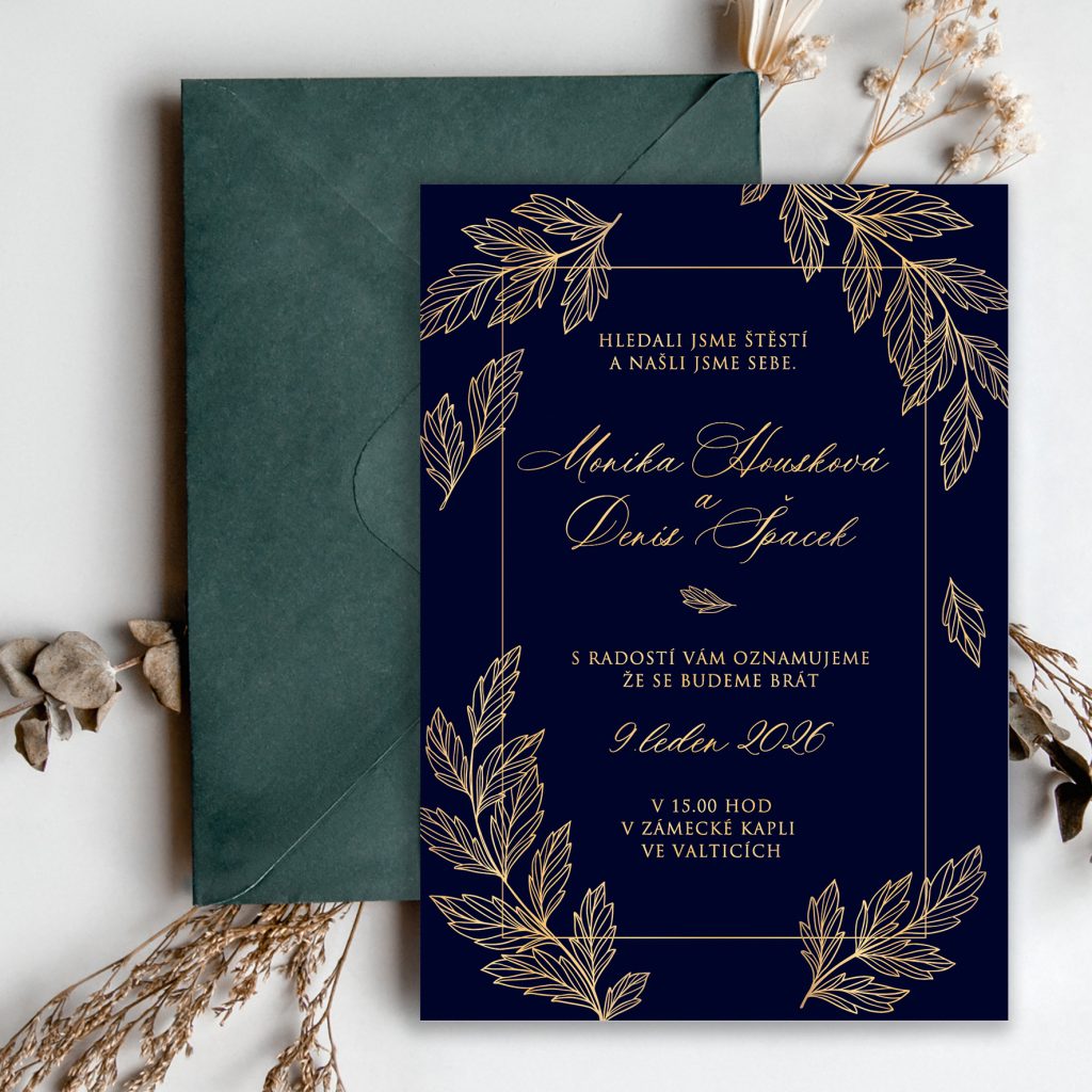 Luxusní svatební oznámení tmavomodré 2025-9