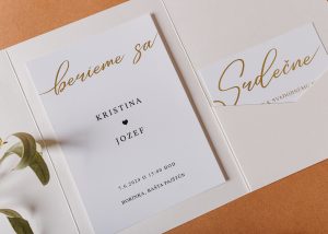 rozkládací svatební oznámení s kapsou bílé