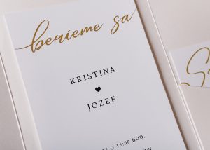 rozkládací svatební oznámení s kapsou bílé