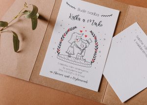 rozkládací svatební oznámení s kapsou craft
